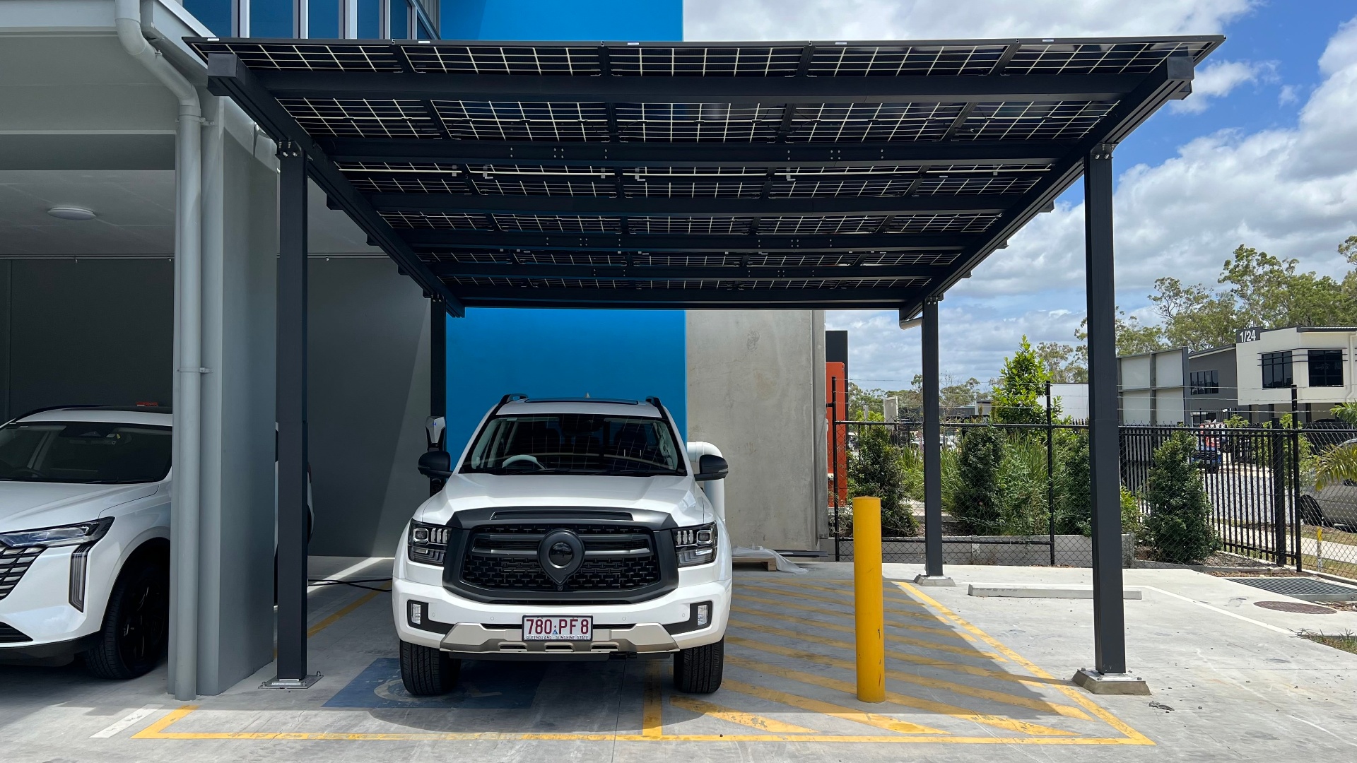 Solar carport at coastal residence